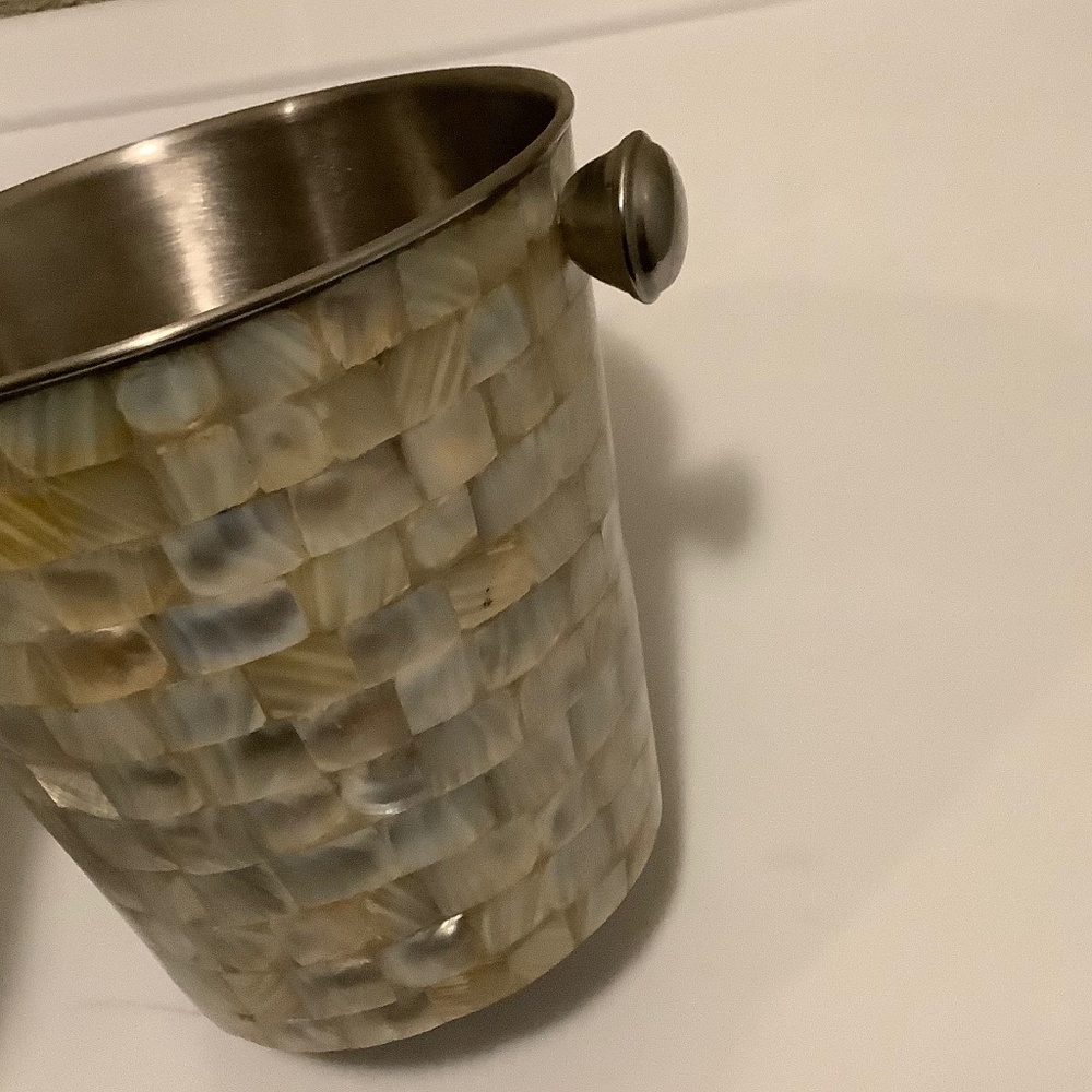 Mother of Pearl Ice Bucket | Stainless Steel Wine & Champagne Chiller | Coastal - Picture 7 of 10